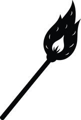 matchstick with flame on white background