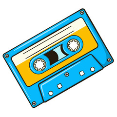 Naklejka premium Retro Cassette Tape. Colorful 80s Music Tape Illustration