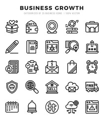 set of simple lineal business growth icons. lineal art icons pack.