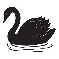 Obraz premium Elegant Black Swan Silhouette Vector - Graceful Bird Illustration