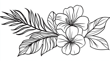 Black Drawing of Floral Wreath with Peonies and Eucalyptus on a White Background, perfect to color
