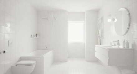 Fototapeta premium Soft Midday Light in a Minimalist Bathroom