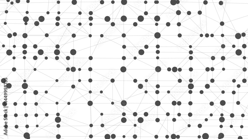 Aufkleber Dots connected by lines. Abstract wave. Minimalist mesh. Abstract polygonal shape.