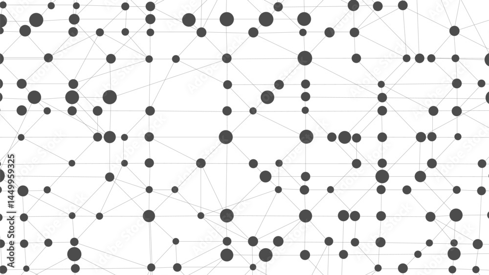 Poster Dots connected by lines. Abstract wave. Minimalist mesh. Abstract polygonal shape.