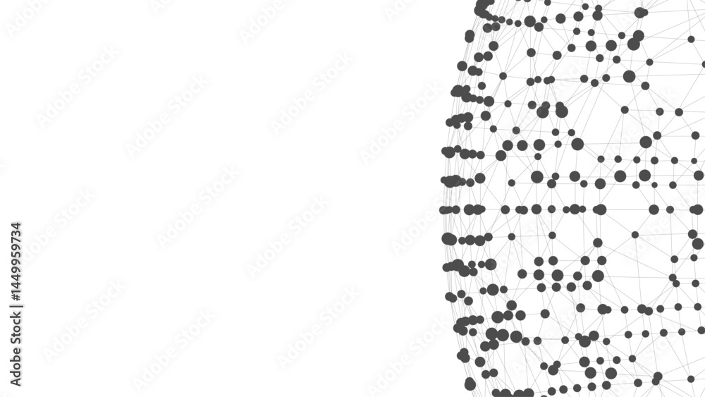 Fototapete Technology background with copy space. Abstract sphere. Dots connected by lines. Minimalist mesh. Abstract polygonal shape.
