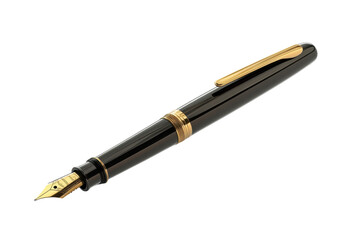 Elegant fountain pen close up on white background