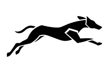 Obraz premium Stylized Silhouette of a Greyhound Dog Running in Motion with Grace and Speed Vector Illustration