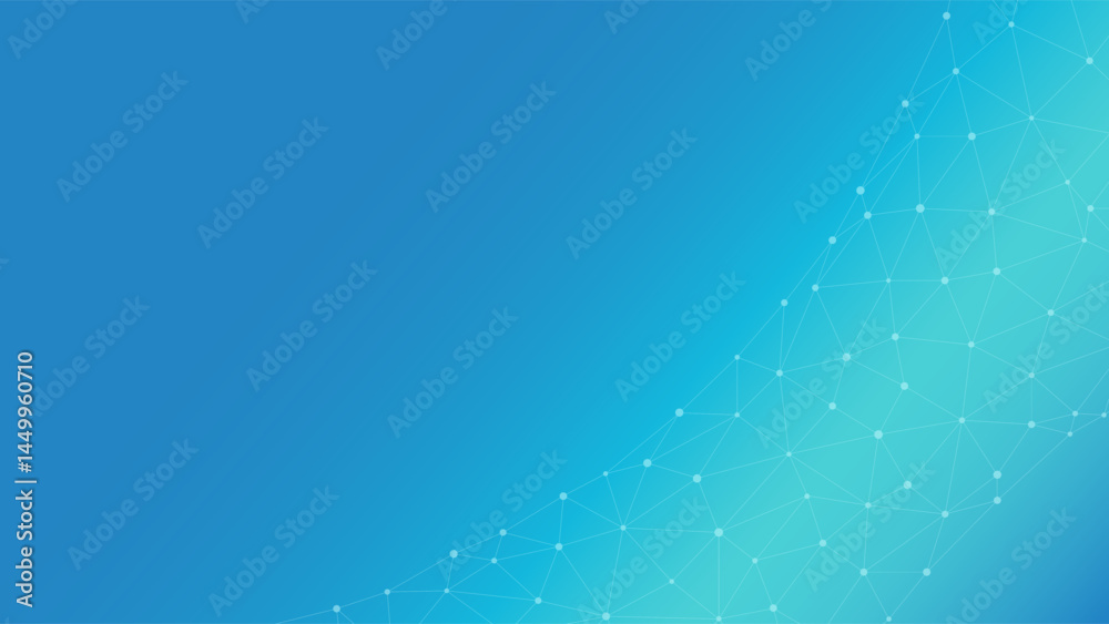 Aufkleber Technology blue background. Dots connected by lines. Abstract wave. Minimalist mesh. Abstract polygonal shape.