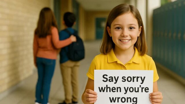 Positive school hallways encouraging peer apologies for a supportive educational environment