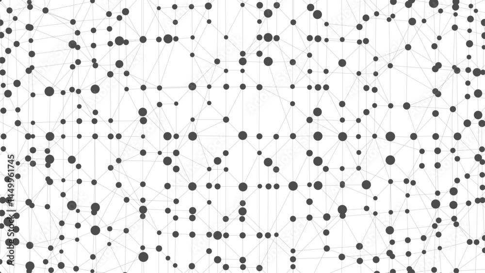 Poster Dots connected by lines. Abstract wave. Minimalist mesh. Abstract polygonal shape.