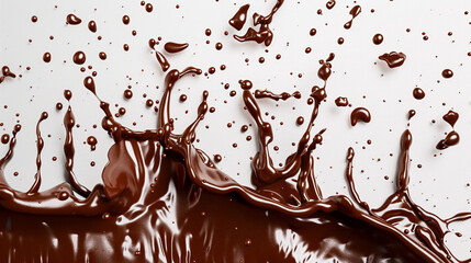 A Symphony of Chocolate Motion: A Collage of Dynamic Chocolate Splashes Frozen in Time, Showcasing the Liquid's Richness and the Artistry of a Delicious Collision.