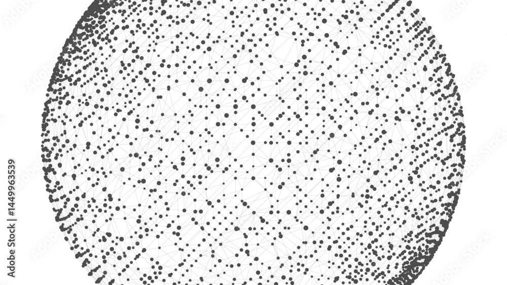 Fototapete Technology background with copy space. Abstract sphere. Dots connected by lines. Minimalist mesh. Abstract polygonal shape.