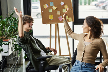 Collaborative brainstorming session in a modern office space promoting creativity and teamwork