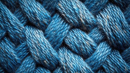 Close-up view of intricate braided, deep blue textile.