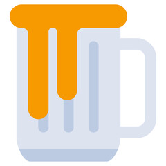 Beer Mug Flat Icon, Solid Color Flat Icon Symbol