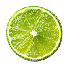 Close-up of a lime slice, vibrant green flesh,  thin white pith,  perfect circle