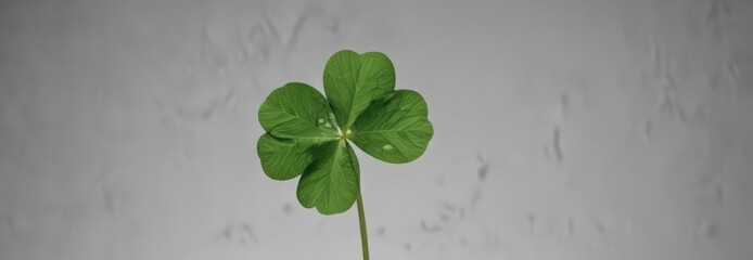 Isolated four-leaf clover, rich green hues, sharp focus,  growth,  greenery