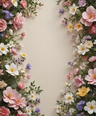 Fototapeta premium Lush, textured paper showcases a profusion of blooming spring flowers Delicate beauty , orange, closeup