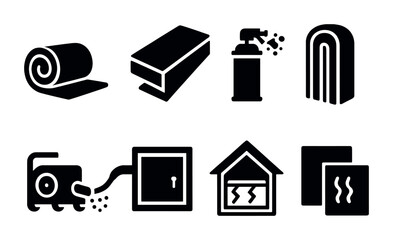 Construction and safety filled icons set – solid, industrial, building protection symbols