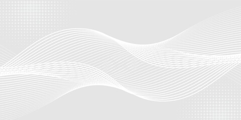 Futuristic gray white abstract background. shining wave lines pattern for banner, wallpaper, cover. Vector illustration