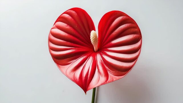 bright red floral head, heart-shaped blossom isolated on a white background