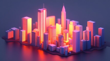Obraz premium Neon Cityscape Model