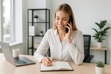 Professional woman working remotely.