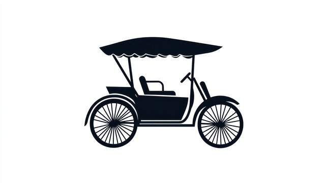 Vintage Carriage Silhouette, Classic Transportation, Side View, Simple Design, Stock Photo