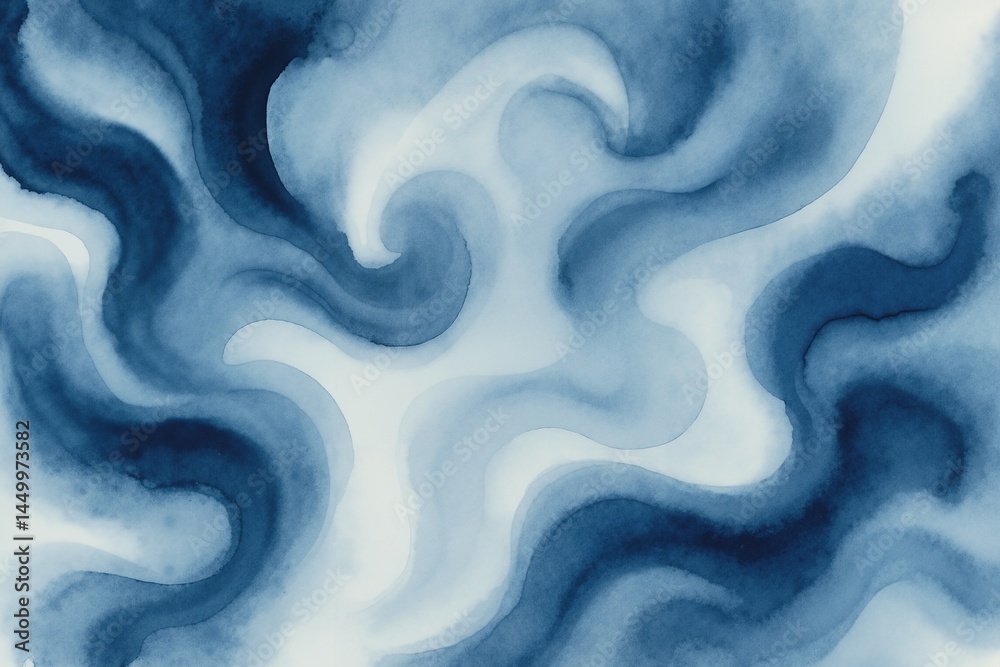 Sticker abstract swirling blue pattern showcasing dynamic fluidity and movement in a serene artistic design 