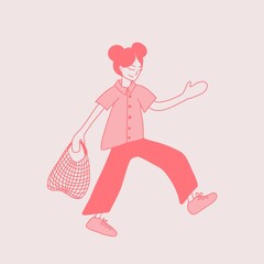 vector illustration of a girl with shopping bag
