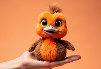 Fototapeta premium Adorable plush duckling toy with vibrant orange and brown colors