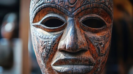 intricate wooden mask tribal art ancient artifact