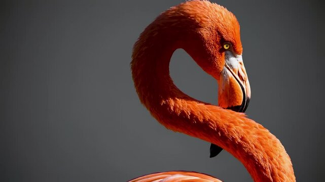 Close portrait of flamingo reveals orange feathers and direct gaze conveying focus individuality style wildlife nature inspiration artistic expression beauty lifestyle personality