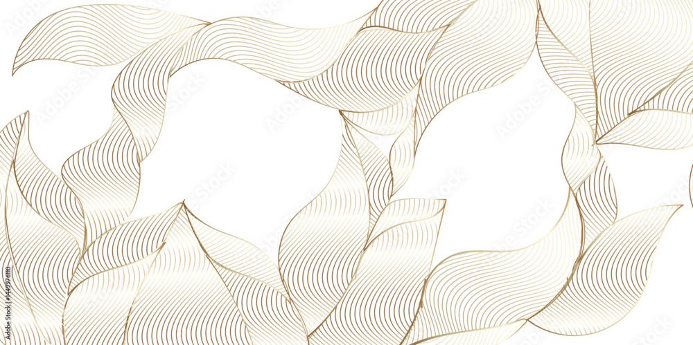 Poster abstract vector gold floral waves background. elegant abstract background featuring glimmering golde
