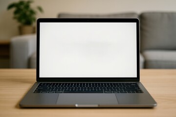 Fototapeta premium Modern laptop on wooden desk.
