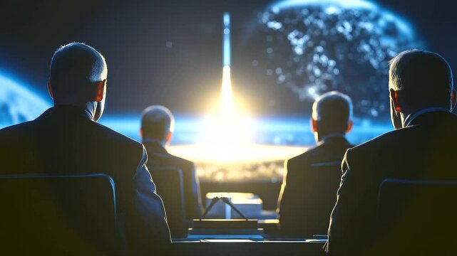 A high-tech European missile defense system being demonstrated at an international security summit, with global leaders watching closely.
