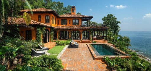 Obraz premium Luxury Coastal Villa: Oceanfront Estate with Stunning Views