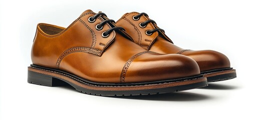 Elegant Tan Leather Derby Shoes: Classic Style and Craftsmanship