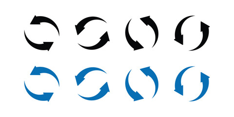 Curved circular rotation arrow icons in solid styles for refresh, sync, and repeat concepts.