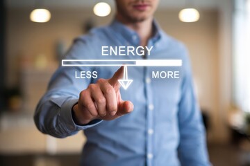 A person interacts with a digital energy progress bar.