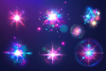 Abstract glowing light effects with stars creating a mesmerizing visual display. Unique and ethereal ambiance captured in this artistic composition.