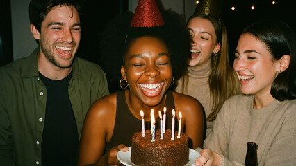 Joyful birthday celebration with friends