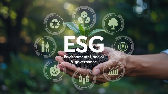 Sustainable development initiative concept, illustrated in a graphic design.