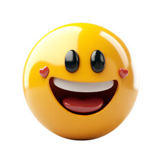  3D emoji smiling face with hearts clip art, transparent background 