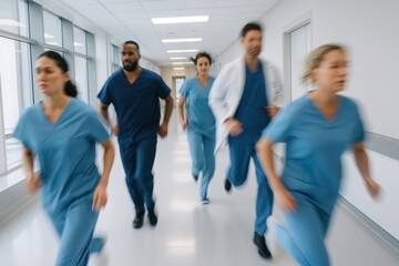 Emergency response medical team running