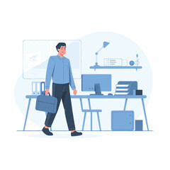 businessman walking to work carrying a bag design on office