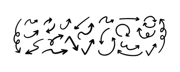 Hand Drawn Pen Arrows Set Silhouette Vector Art for Design