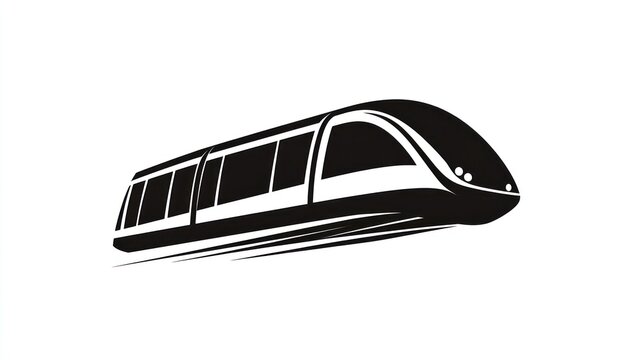 Monorail in motion, urban transportation, futuristic design, commercial use