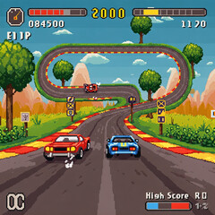 pixel art illustration of racing car