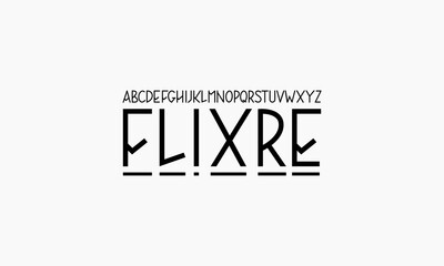 Display sans serif typography font vector. Modern clean regular character set. Abstract alphabet simple typeface. Digital letter type style. Logo art banner poster flyer billboard text graphic design